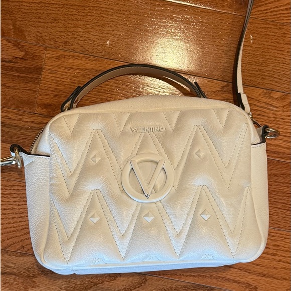 Valentino Handbags - Valentino Cream Quilted Logo Crossbody Bag